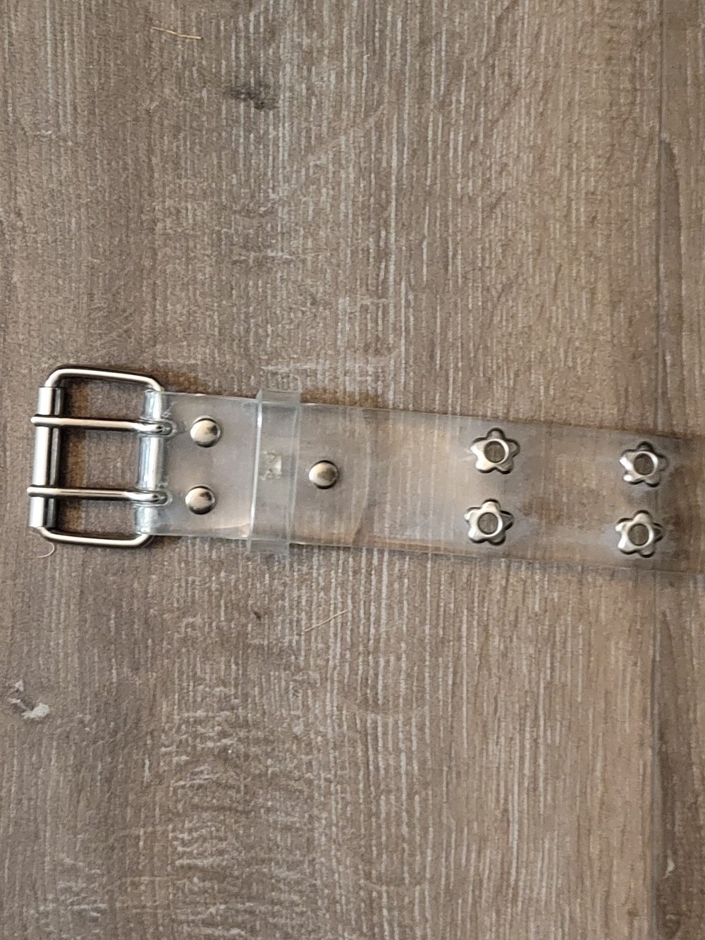 Clear PVC Belt with Silver Flower Studs